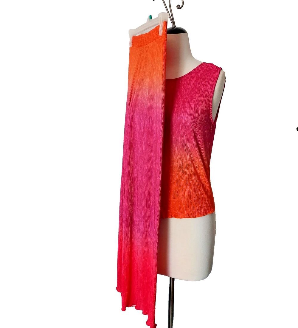 Bailey 44 Pant Top 2 Piece Set Crinkle Colorful Ombre Wide Leg Stretch Small